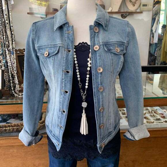 DENIM Fitted Jacket by "cream" sz. XS, Designer Jean Jacket NWT - Picture 4 of 12